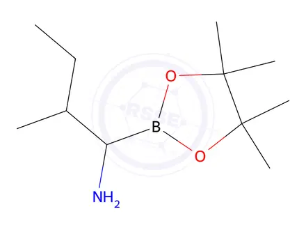 Chemical structure of 1,3,2-Dioxaborolane-2-methanamine, 4,4,5,5-tetramethyl-α-(1-methylpropyl)-, 2,2,2-trifluoroacetate (1:1)