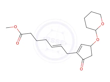 Chemical structure of (Z)-Methyl 7-((3R)-5-oxo-3-((tetrahydro-2H-pyran-2-yl)oxy)cyclopent-1-en-1-yl)hept-5-enoate