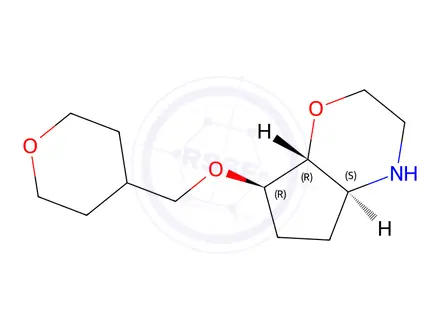 Chemical structure of Cyclopent[b]-1,4-oxazine, octahydro-7-[(tetrahydro-2H-pyran-4-yl)methoxy]-, (4aR,7S,7aS)-rel-
