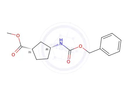 Chemical structure of Methyl (1S,3R)-3-{[(benzyloxy)carbonyl]amino}cyclopentane-1-carboxylate