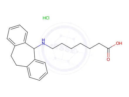 Chemical structure of Heptanoic acid, 7-((10,11-dihydro-5H-dibenzo(a,d)cyclohepten-5-yl)amino)-, hydrochloride