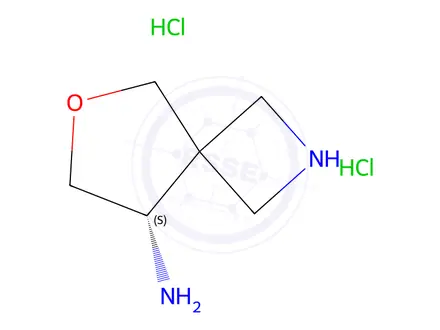 Chemical structure of (S)-6-oxa-2-azaspiro[3.4]Octan-8-amine dihydrochloride
