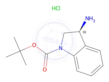 Chemical structure of (S)-3-Amino-2,3-dihydro-indole-1-carboxylic acid tert-butyl ester hydrochloride