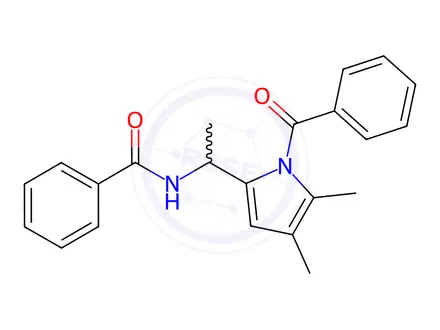 Chemical structure of N-(1-(1-Benzoyl-4,5-dimethyl-1H-pyrrol-2-yl)ethyl)benzamide