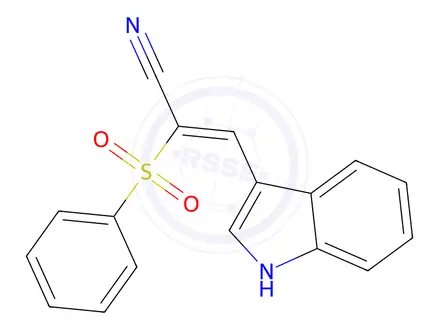 Chemical structure of 2-(Benzenesulfonyl)-3-(1H-indol-3-yl)prop-2-enenitrile