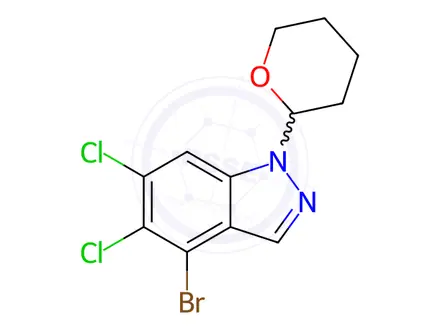 Chemical structure of 4-Bromo-5,6-dichloro-1-(tetrahydro-2H-pyran-2-yl)-1H-indazole