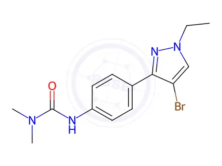 Chemical structure of N'-[4-(4-Bromo-1-ethyl-1H-pyrazol-3-yl)phenyl]-N,N-dimethylurea