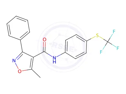 Chemical structure of 5-Methyl-3-phenyl-N-(4-((trifluoromethyl)thio)phenyl)isoxazole-4-carboxamide