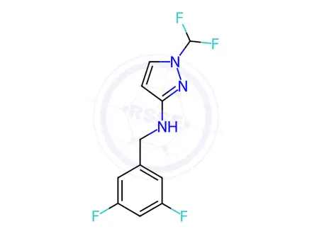 Chemical structure of N-(3,5-difluorobenzyl)-1-(difluoromethyl)-1H-pyrazol-3-amine