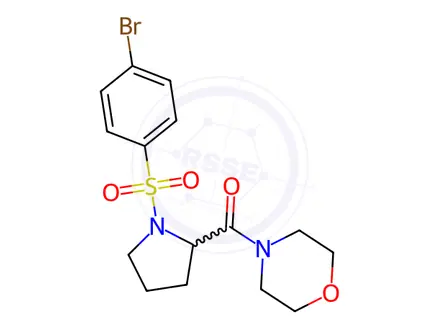 Chemical structure of {1-[(4-bromophenyl)sulfonyl]-2-pyrrolidinyl}(morpholino)methanone