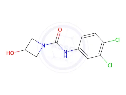 Chemical structure of N-(3,4-dichlorophenyl)-3-hydroxyazetidine-1-carboxamide