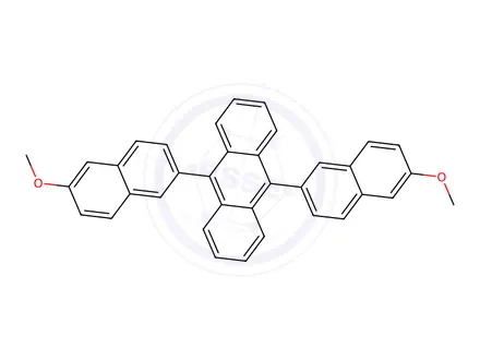 Chemical structure of 9,10-Bis-(6-methoxynaphthalen-2-yl)anthracene