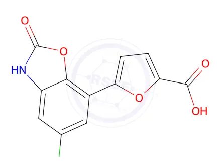 Chemical structure of 5-(5-chloro-2-oxo-2,3-dihydrobenzo[d]oxazol-7-yl)furan-2-carboxylic acid
