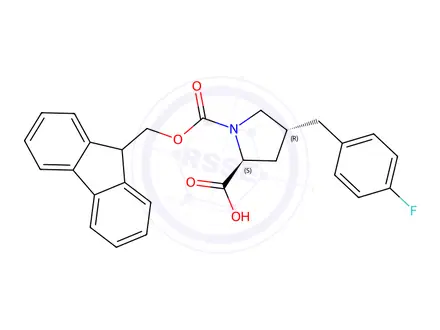 Chemical structure of (2S,4R)-Fmoc-4-(4-fluorobenzyl)pyrrolidine-2-carboxylic acid