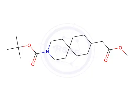 Chemical structure of 3-Azaspiro[5.5]undecane-9-acetic acid, 3-[(1,1-diMethylethoxy)carbonyl]-, Methyl ester