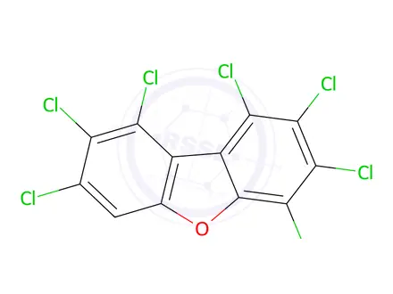 Chemical structure of 1,2,3,4,7,8,9-Heptachlorodibenzofuran Standard