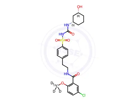 Chemical structure of rac cis-3-Hydroxy Glyburide-13C,d3