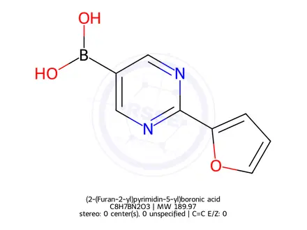 Chemical structure of (2-(Furan-2-yl)pyrimidin-5-yl)boronic acid