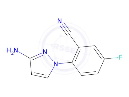 Chemical structure of 2-(3-amino-1H-pyrazol-1-yl)-5-fluorobenzonitrile