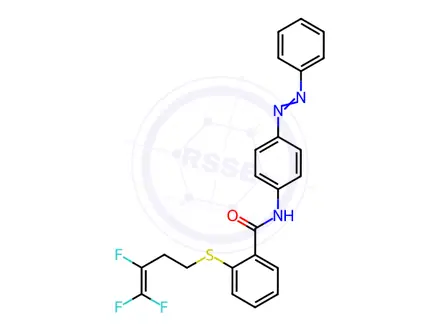 Chemical structure of N-{4-[(Z)-2-phenyldiazen-1-yl]phenyl}-2-[(3,4,4-trifluorobut-3-en-1-yl)sulfanyl]benzamide