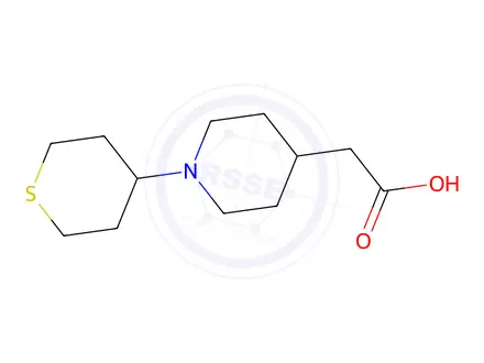 Chemical structure of 2-[1-(thian-4-yl)piperidin-4-yl]acetic acid