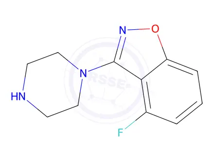Chemical structure of 4-Fluoro-3-(piperazin-1-yl)benzo[d]isoxazole