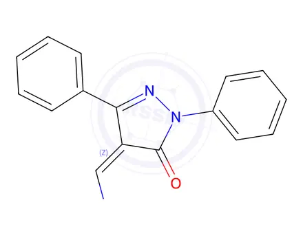 Chemical structure of 2,5-Diphenyl-4-(1-pyrrolidinylmethylene)-2H-pyrazol-3(4H)-one