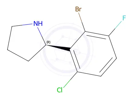 Chemical structure of (R)-2-(2-bromo-6-chloro-3-fluorophenyl)pyrrolidine