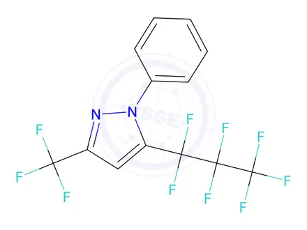 Chemical structure of 5(3)-(Heptafluoropropyl)-1-phenyl-3(5)-(trifluoromethyl)pyrazole