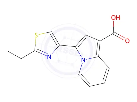 Chemical structure of 3-(2-Ethylthiazol-4-yl)indolizine-1-carboxylic acid