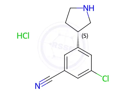 Chemical structure of Benzonitrile, 3-chloro-5-(3S)-3-pyrrolidinyl-, hydrochloride (1:1)