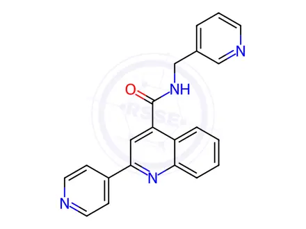 Chemical structure of N-(Pyridin-3-ylmethyl)-2-(pyridin-4-yl)quinoline-4-carboxamide