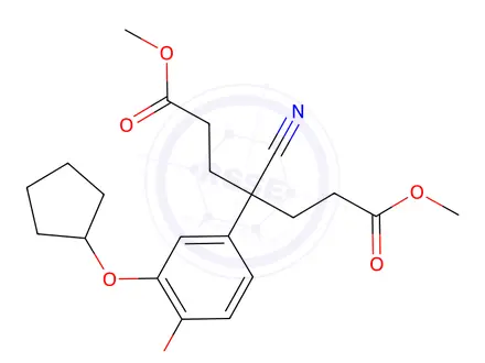 Chemical structure of DIMETHYL 4-CYANO-4-[3-(CYCLOPENTYLOXY)-4-METHOXYPHENYL]HEPTANEDIOATE