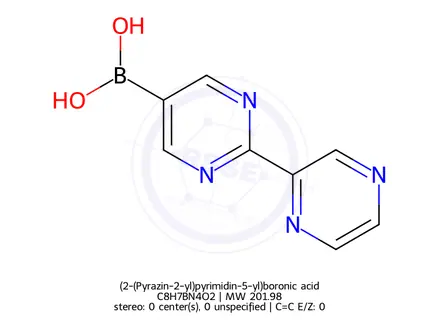 Chemical structure of (2-(Pyrazin-2-yl)pyrimidin-5-yl)boronic acid