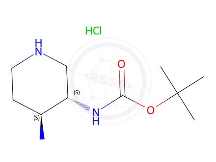 Chemical structure of Tert-butyl ((3S,4S)-4-aminopiperidin-3-yl)carbamate hydrochloride