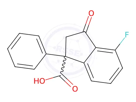 Chemical structure of 4-Fluoro-3-oxo-1-phenyl-2,3-dihydro-1H-indene-1-carboxylic acid