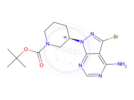 Chemical structure of tert-Butyl (R)-3-(4-amino-3-bromo-1H-pyrazolo[3,4-d]pyrimidin-1-yl)piperidine-1-carboxylate