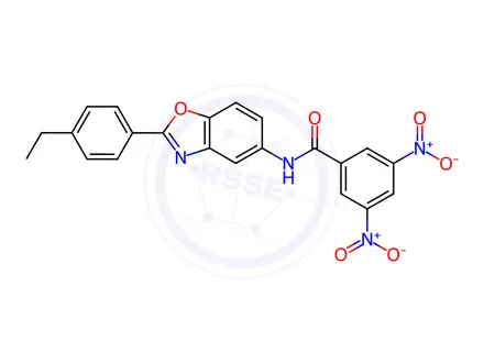 Chemical structure of N-(2-(4-Ethylphenyl)benzo[d]oxazol-5-yl)-3,5-dinitrobenzamide