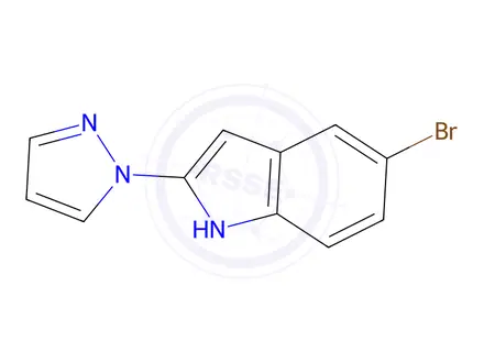 Chemical structure of 5-Bromo-2-(1H-pyrazol-1-yl)-1H-indole