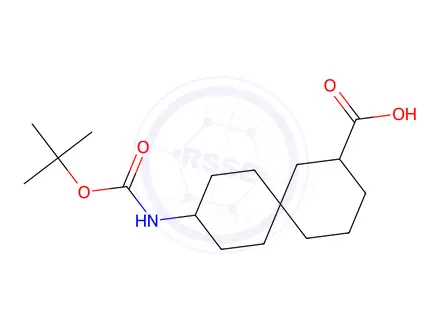 Chemical structure of 9-((Tert-butoxycarbonyl)amino)spiro[5.5]Undecane-2-carboxylic acid