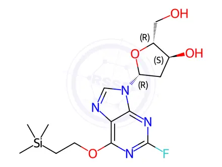 Chemical structure of (2R,3S,5R)-5-(2-Fluoro-6-(2-(trimethylsilyl)ethoxy)-9H-purin-9-yl)-2-(hydroxymethyl)tetrahydrofuran-3-ol