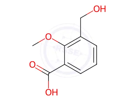 Chemical structure of Benzoic acid, 3-(hydroxymethyl)-2-methoxy-