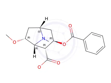 Chemical structure of methyl 3-benzoyloxy-7-methoxy-8-methyl-8-azabicyclo(3.2.1)octane-2-carboxylate