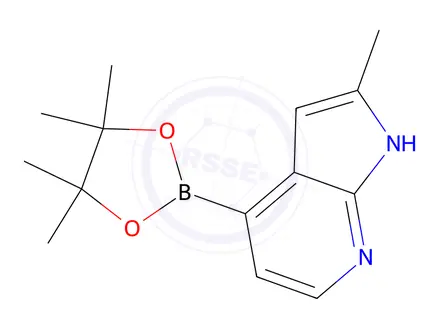 Chemical structure of 2-Methyl-4-(4,4,5,5-tetramethyl-1,3,2-dioxaborolan-2-yl)-1H-pyrrolo[2,3-b]pyridine