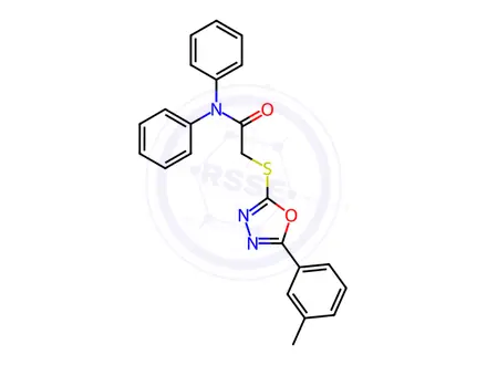 Chemical structure of N,N-Diphenyl-2-((5-(m-tolyl)-1,3,4-oxadiazol-2-yl)thio)acetamide