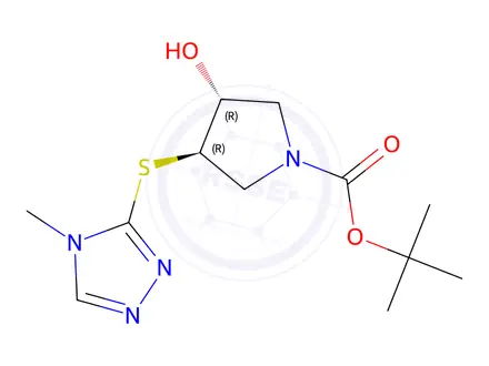 Chemical structure of tert-butyl (3r,4r)-3-hydroxy-4-[(4-methyl-4h-1,2,4-triazol-3-yl)sulfanyl]pyrrolidine-1-carboxylate