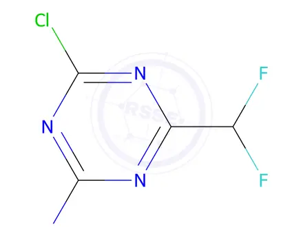 Chemical structure of 4-Chloro-6-(difluoromethyl)-1,3,5-triazin-2-amine