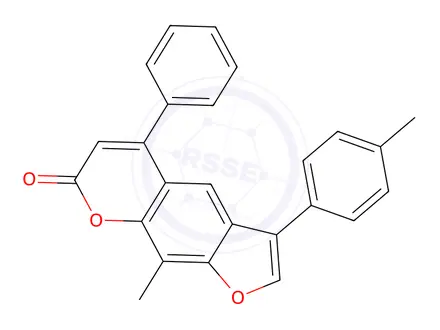 Chemical structure of 9-methyl-3-(4-methylphenyl)-5-phenylfuro[3,2-g]chromen-7-one