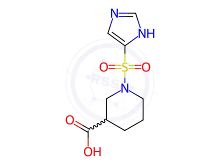 Chemical structure of 1-(1H-Imidazol-4-ylsulfonyl)piperidine-3-carboxylic acid