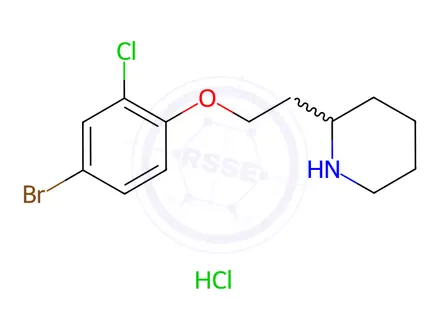 Chemical structure of 2-[2-(4-Bromo-2-chlorophenoxy)ethyl]piperidine hydrochloride